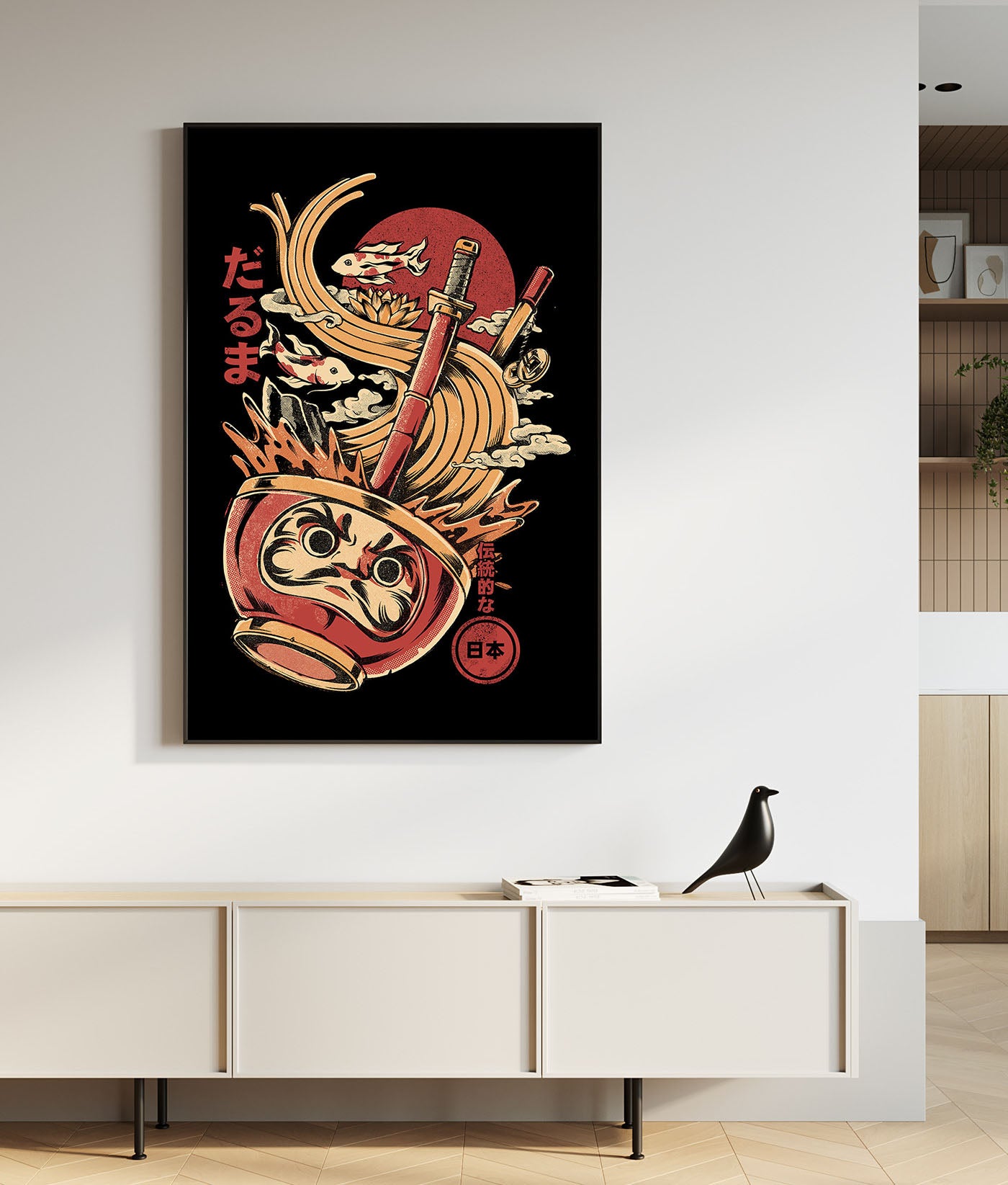 Daruma’s Ramen - Black-illustrata, print-BLUE SHAKER