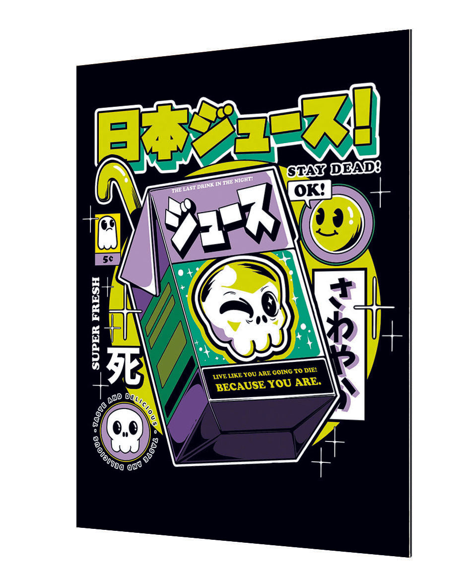 Japanese Juice - Black-illustrata, print-Alu Dibond 3mm-40 x 60 cm-BLUE SHAKER