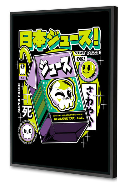 Japanese Juice - Black-illustrata, print-Canvas Print with Box Frame-40 x 60 cm-BLUE SHAKER