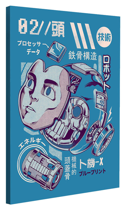 Mega’s Head Blue-illustrata, print-Canvas Print - 20 mm Frame-50 x 75 cm-BLUE SHAKER