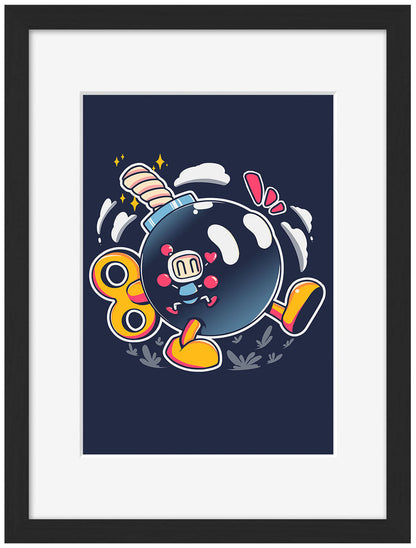 My Heart is Booom – Navy-illustrata, print-Framed Print-30 x 40 cm-BLUE SHAKER