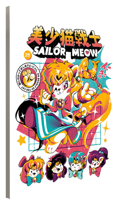 Sailor Meow II – White-illustrata, print-Canvas Print - 20 mm Frame-50 x 75 cm-BLUE SHAKER