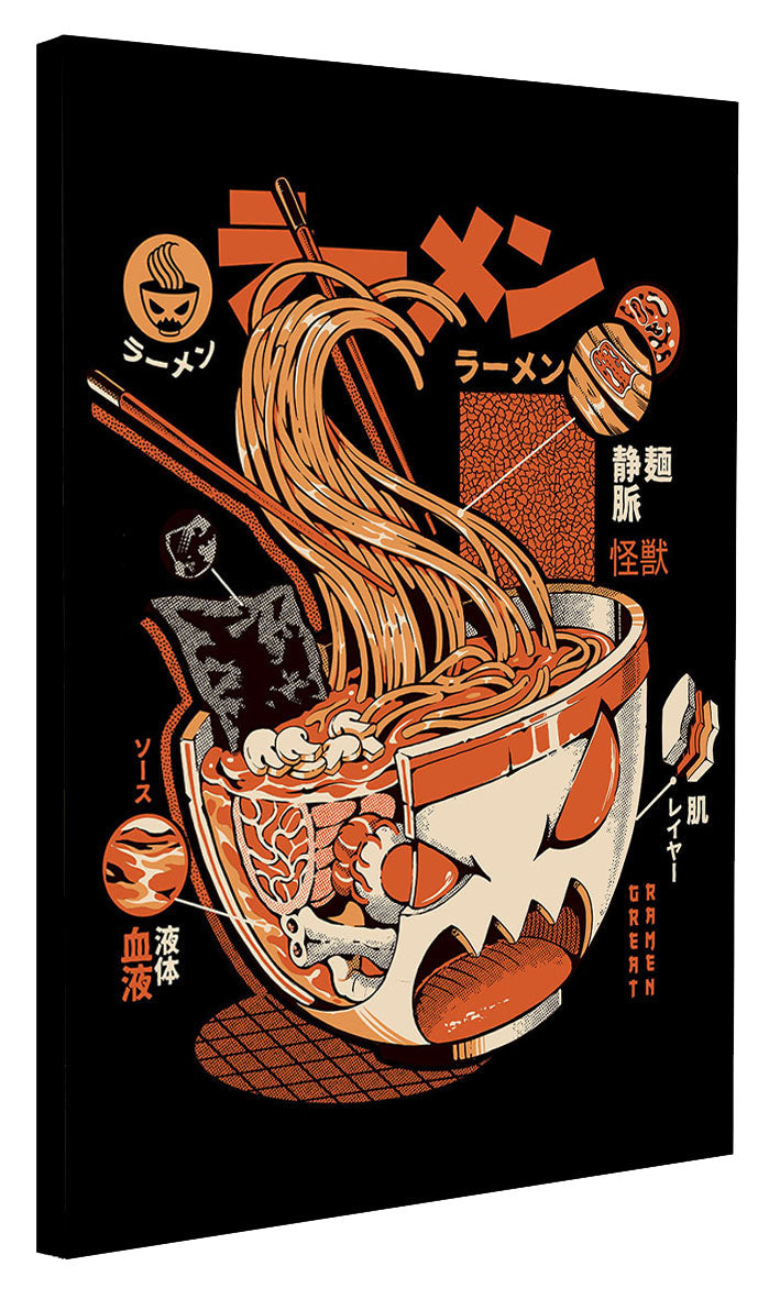 X-Ray Great Ramen - Black-illustrata, print-Canvas Print - 20 mm Frame-50 x 75 cm-BLUE SHAKER