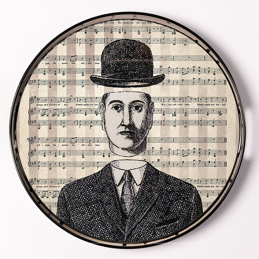 Lacquer Tray - White and Black Man - 35 cm