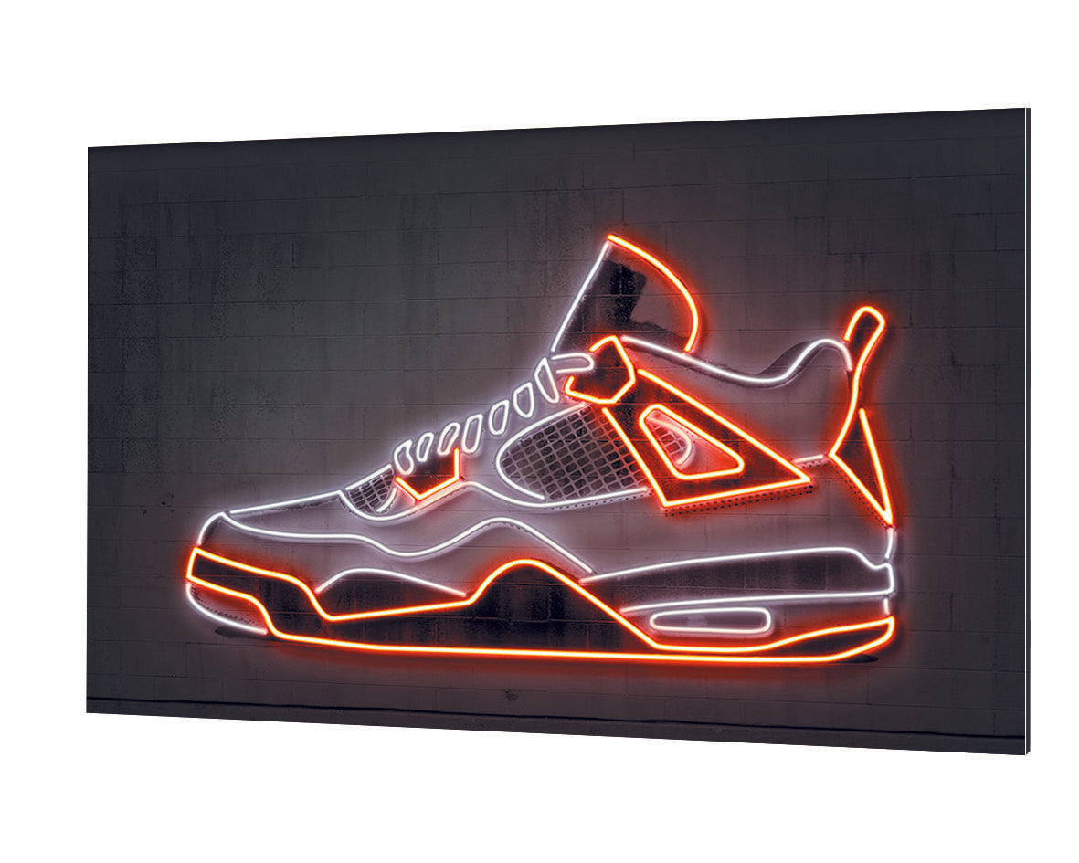 Air Jordan 4-neon-art, print-Alu Dibond 3mm-40 x 60 cm-BLUE SHAKER