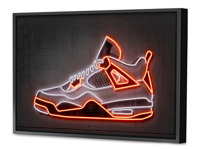 Air Jordan 4-neon-art, print-Canvas Print with Box Frame-40 x 60 cm-BLUE SHAKER