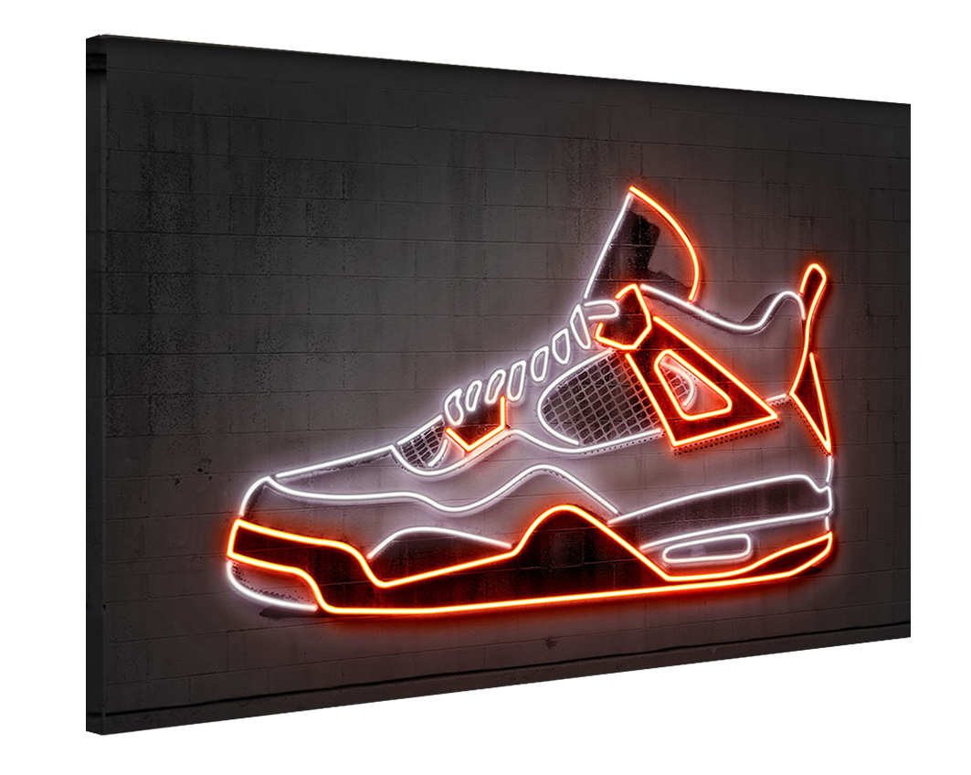 Air Jordan 4-neon-art, print-Canvas Print - 20 mm Frame-50 x 75 cm-BLUE SHAKER