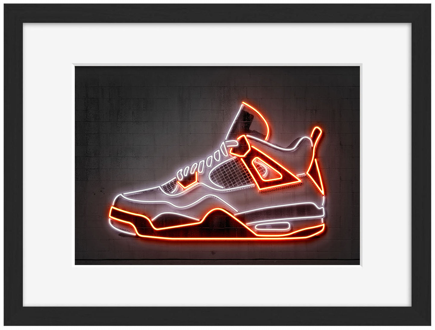 Air Jordan 4-neon-art, print-Framed Print-30 x 40 cm-BLUE SHAKER