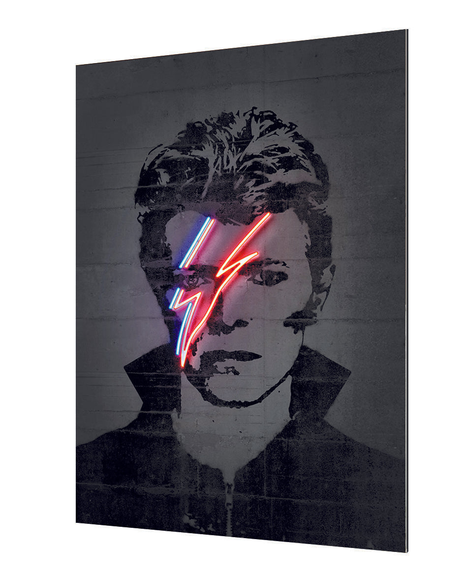 David Bowie Neon-neon-art, print-Alu Dibond 3mm-40 x 60 cm-BLUE SHAKER
