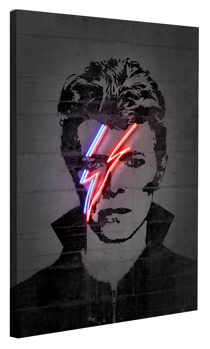 David Bowie Neon-neon-art, print-Canvas Print - 20 mm Frame-50 x 75 cm-BLUE SHAKER