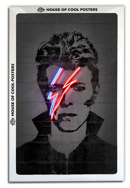 David Bowie Neon-neon-art, print-BLUE SHAKER