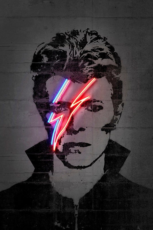 David Bowie Neon-neon-art, print-Print-30 x 40 cm-BLUE SHAKER