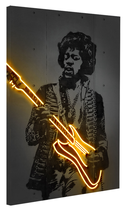 Jimi Hendrix Neon-neon-art, print-Canvas Print - 20 mm Frame-50 x 75 cm-BLUE SHAKER