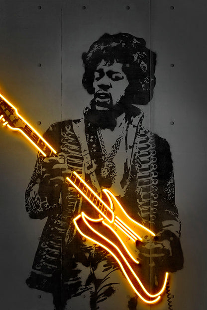 Jimi Hendrix Neon-neon-art, print-Print-30 x 40 cm-BLUE SHAKER