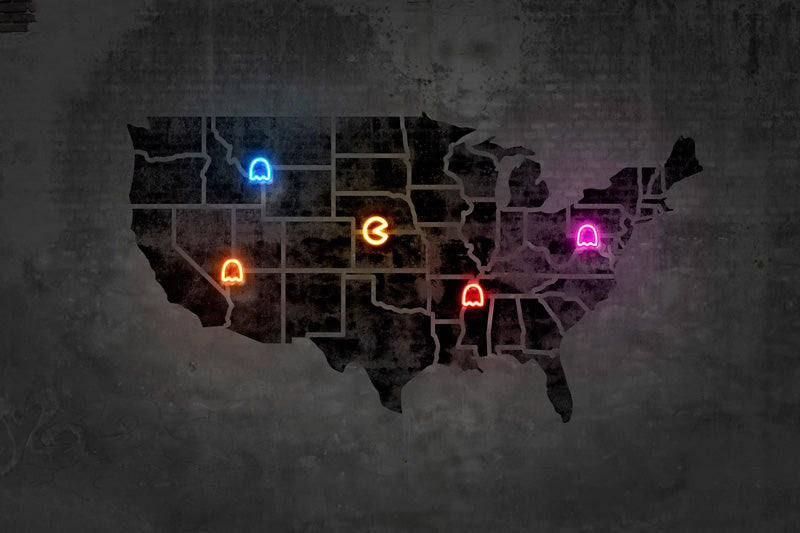 Pac Map - Neon Art - Blue Shaker Print – BLUE SHAKER
