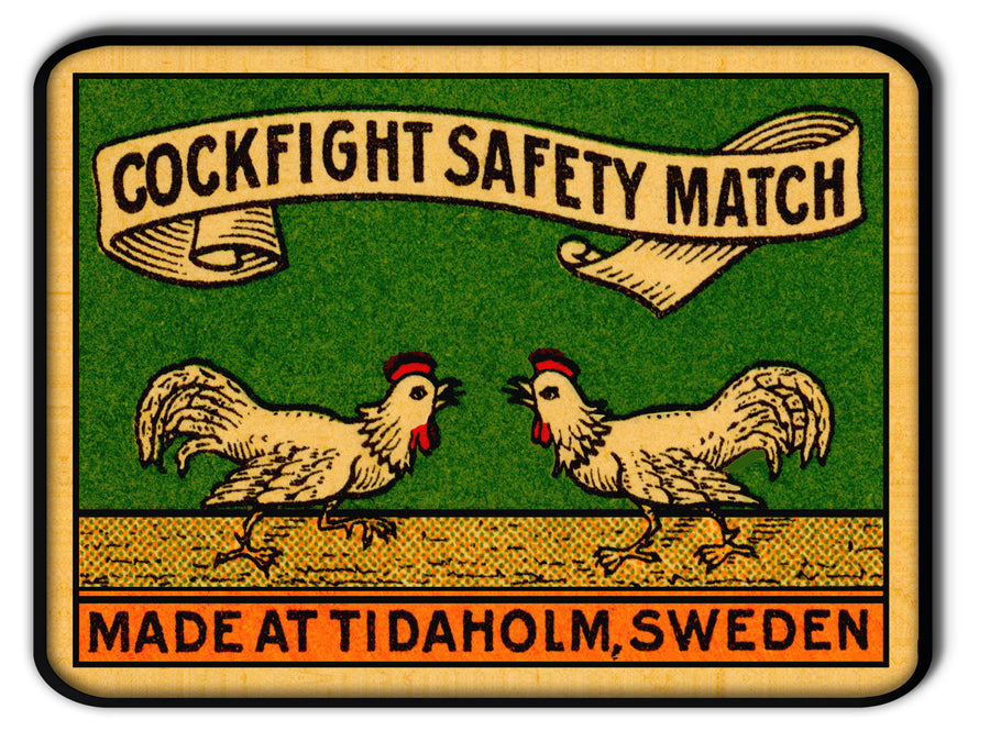 Plateau métal - Safety Matches - Cockfight - 15 x 20 cm