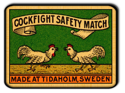 Plateau métal - Safety Matches - Cockfight - 15 x 20 cm