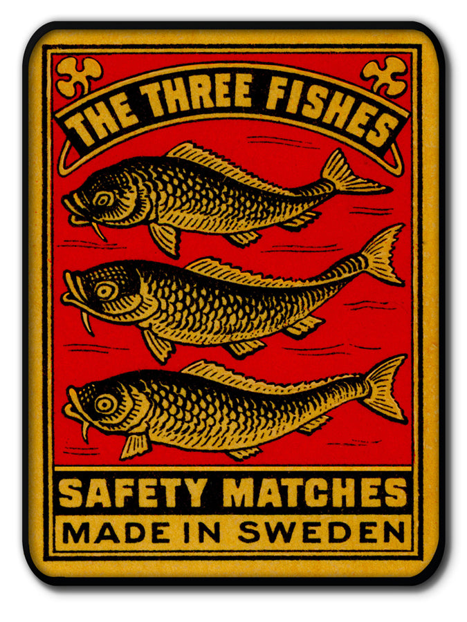 Plateau métal - Safety Matches - The 3 Fishes - 15 x 20 cm
