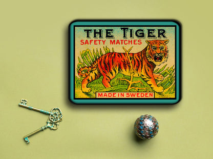 Plateau métal - Safety Matches - The Tiger - 15 x 20 cm