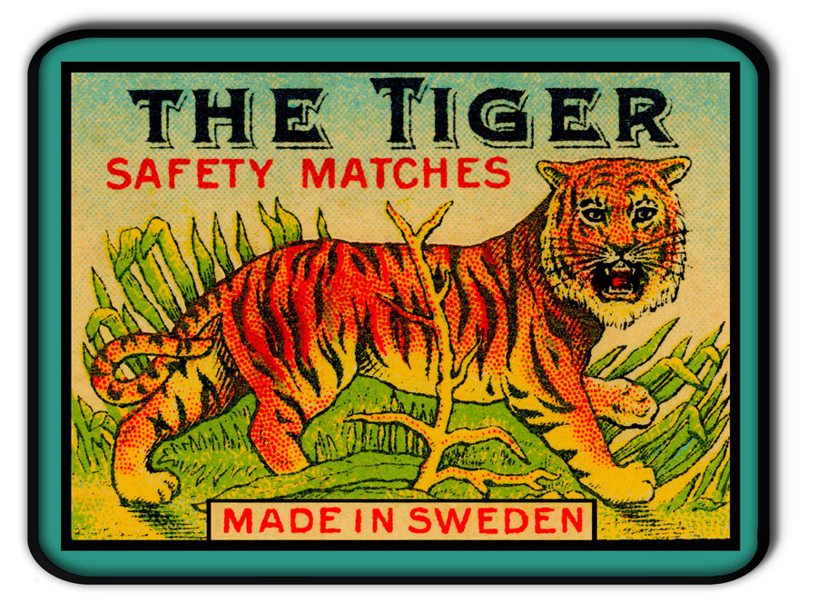 Plateau métal - Safety Matches - The Tiger - 15 x 20 cm