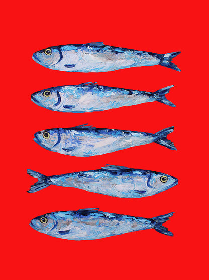 Alice Straker - Sardines on Christmas Red