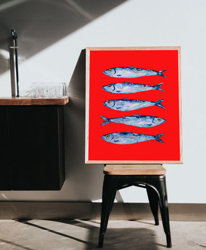 Alice Straker - Sardines on Christmas Red