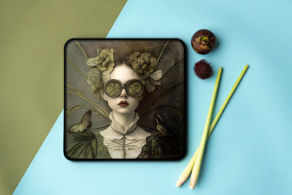 Plateau métal - Alisa - Girl in Moss Glasses - 15 x 15 cm