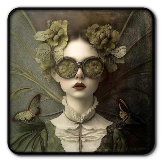 Metal Tray - Alisa - Girl in Moss Glasses - 15 x 15 cm