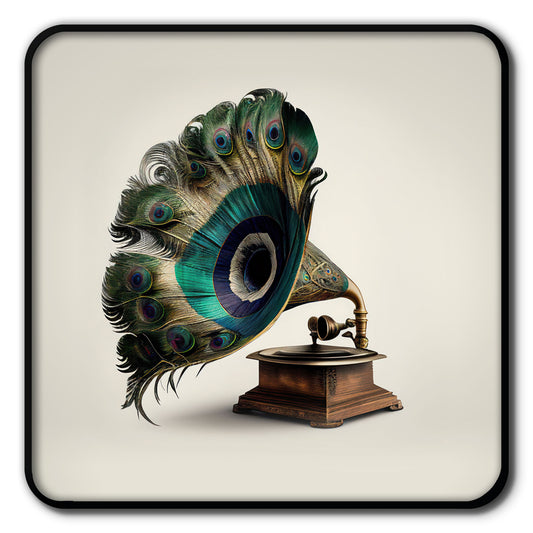 Metal Tray - Artem - Peacock Gramaphone - 15 x 15 cm