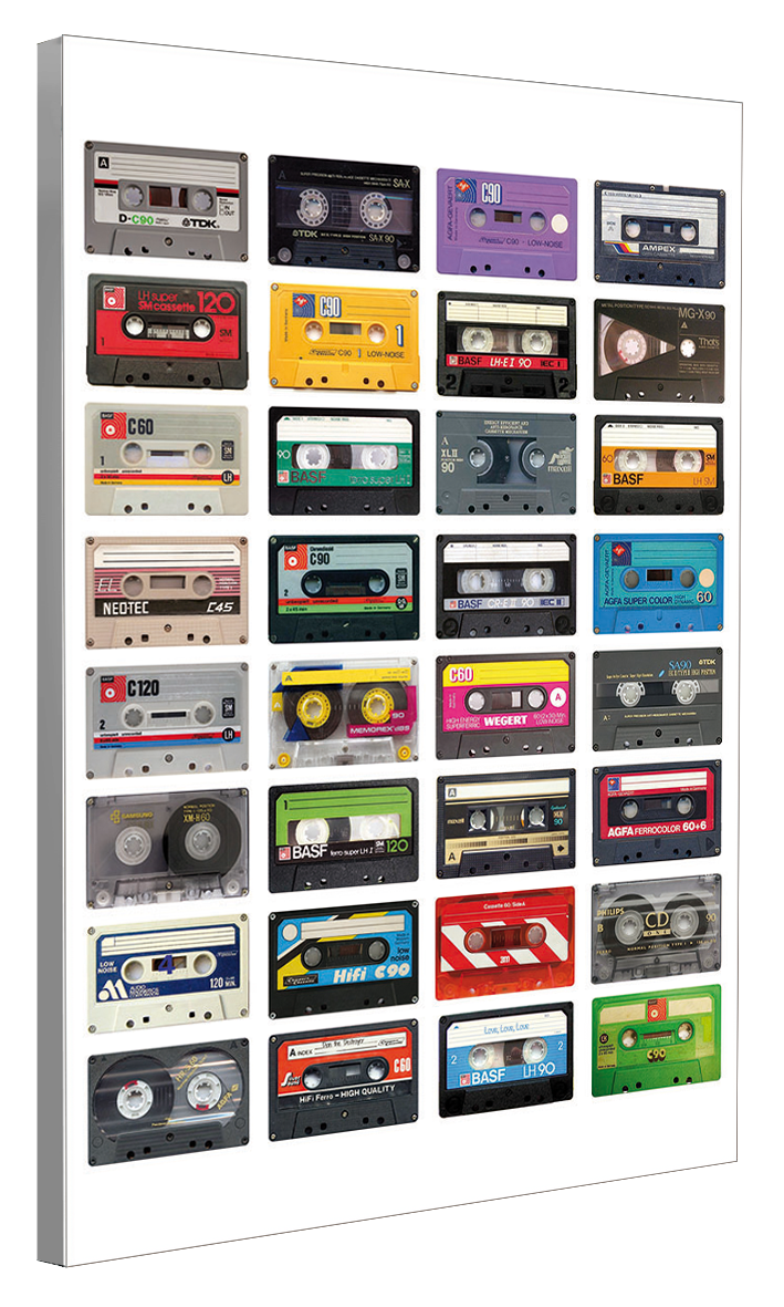 Vintage Tape 1-concerts, print-Canvas Print - 20 mm Frame-50 x 75 cm-BLUE SHAKER
