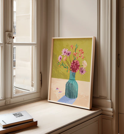 Goed Blauw - Flowers in Vase Green