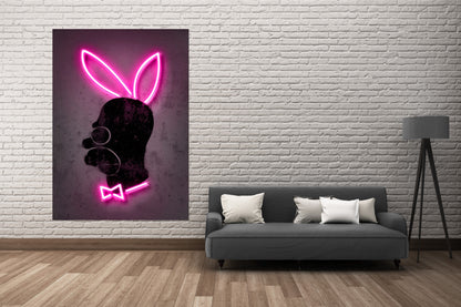 Bunny-neon-art, print-BLUE SHAKER