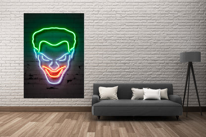 Joker Head-neon-art, print-BLUE SHAKER