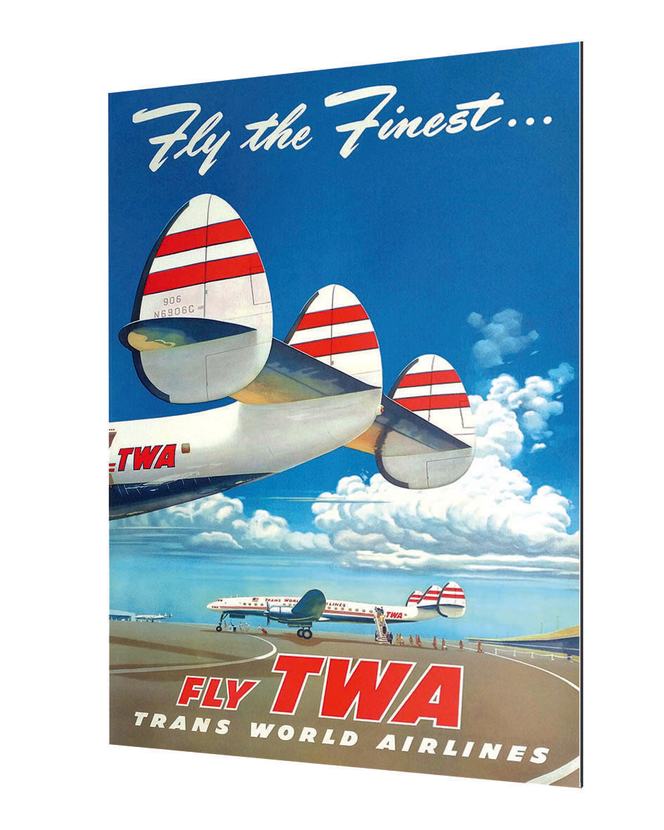Fly TWA-airlines, print-Alu Dibond 3mm-40 x 60 cm-BLUE SHAKER
