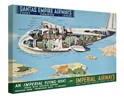 Imperial Airways Flying Boat-airlines, print-Canvas Print - 20 mm Frame-50 x 75 cm-BLUE SHAKER