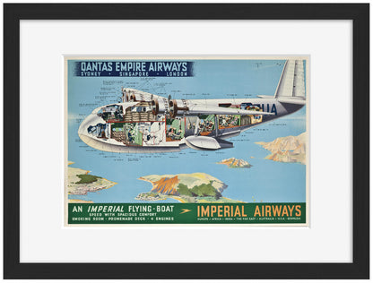 Imperial Airways Flying Boat-airlines, print-Framed Print-30 x 40 cm-BLUE SHAKER
