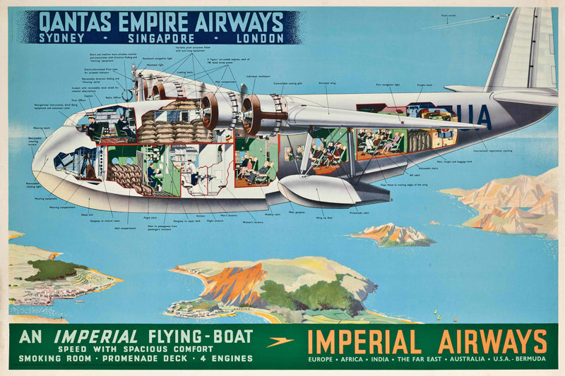 Imperial Airways Flying Boat-airlines, print-Print-30 x 40 cm-BLUE SHAKER