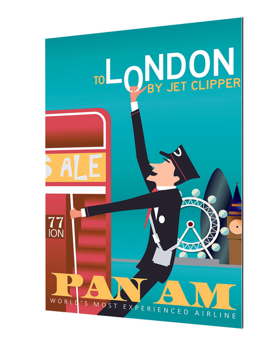 London PAN AM-airlines, print-Alu Dibond 3mm-40 x 60 cm-BLUE SHAKER