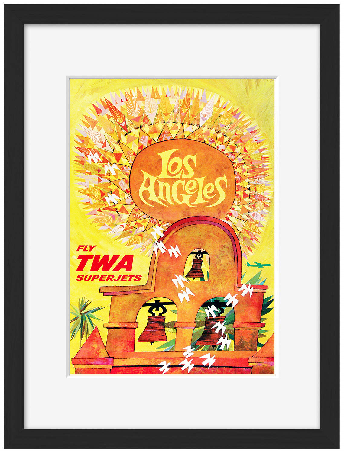 Los Angeles Sunshine – TWA-airlines, print-Framed Print-30 x 40 cm-BLUE SHAKER