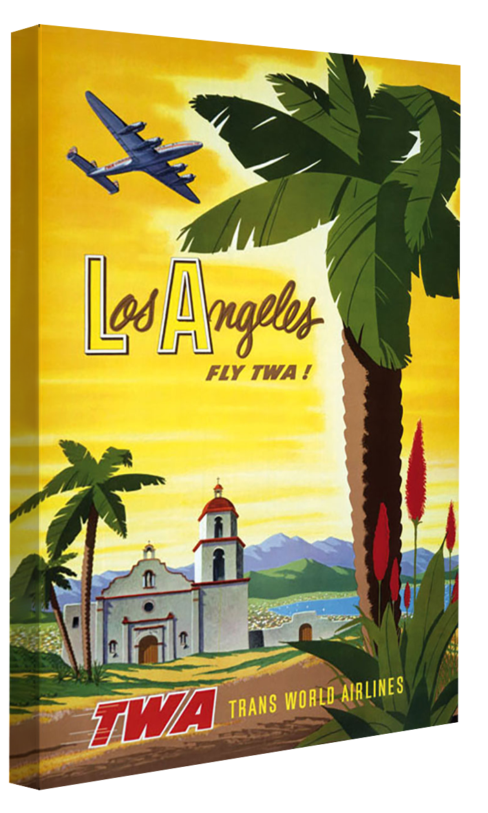 Los Angeles TWA-airlines, print-Canvas Print - 20 mm Frame-40 x 60 cm-BLUE SHAKER