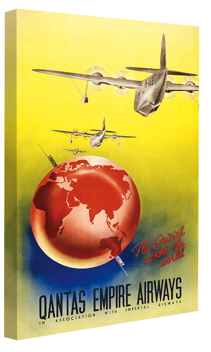 Qantas Empire Airways-airlines, print-Canvas Print - 20 mm Frame-40 x 60 cm-BLUE SHAKER
