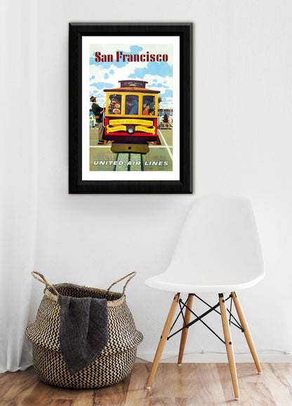 San Francisco United Airlines (Tramway)-airlines, print-BLUE SHAKER