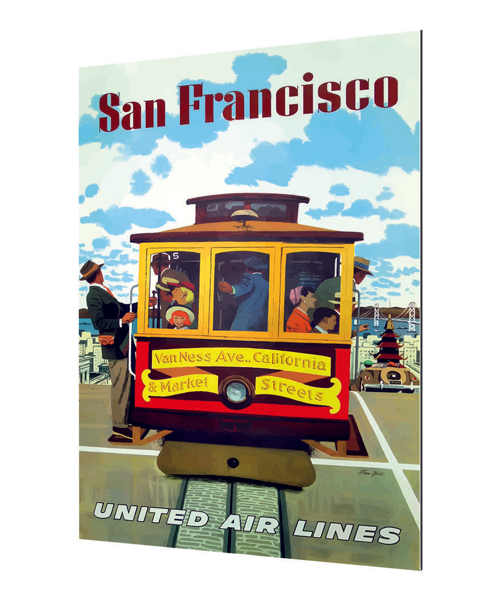 San Francisco United Airlines (Tramway)-airlines, print-Alu Dibond 3mm-40 x 60 cm-BLUE SHAKER
