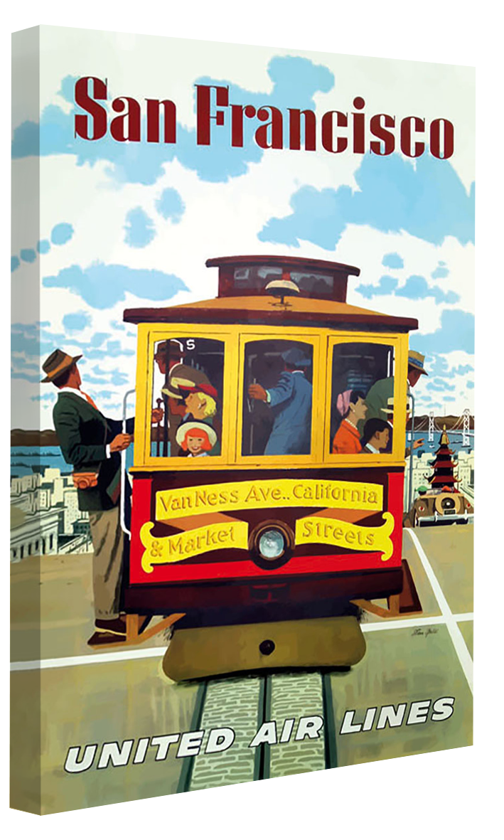 San Francisco United Airlines (Tramway)-airlines, print-Canvas Print - 20 mm Frame-40 x 60 cm-BLUE SHAKER