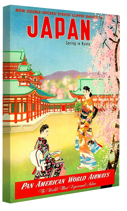 Spring In Kyoto – Pan Am-airlines, print-Canvas Print - 20 mm Frame-50 x 75 cm-BLUE SHAKER