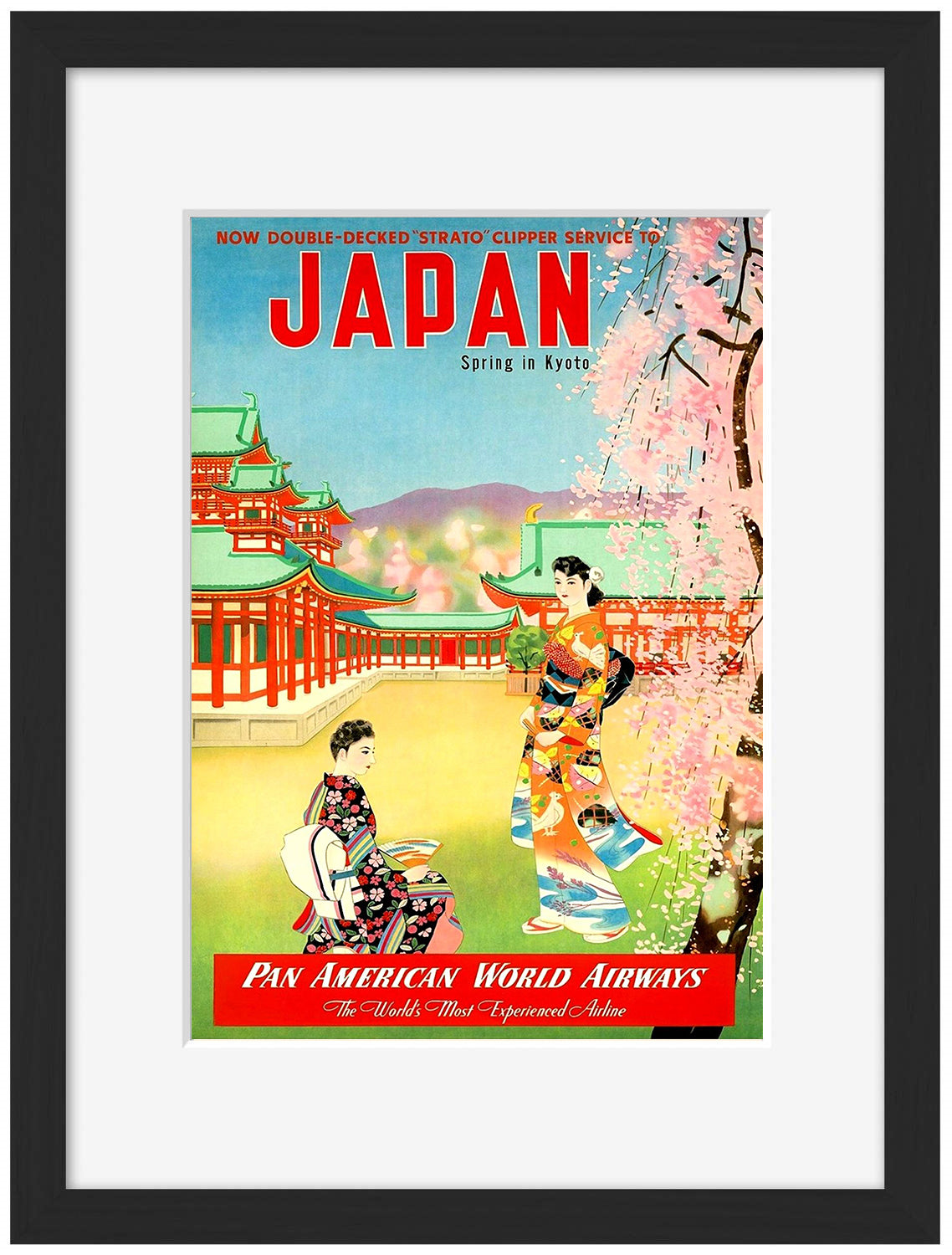 Spring In Kyoto – Pan Am-airlines, print-Framed Print-30 x 40 cm-BLUE SHAKER