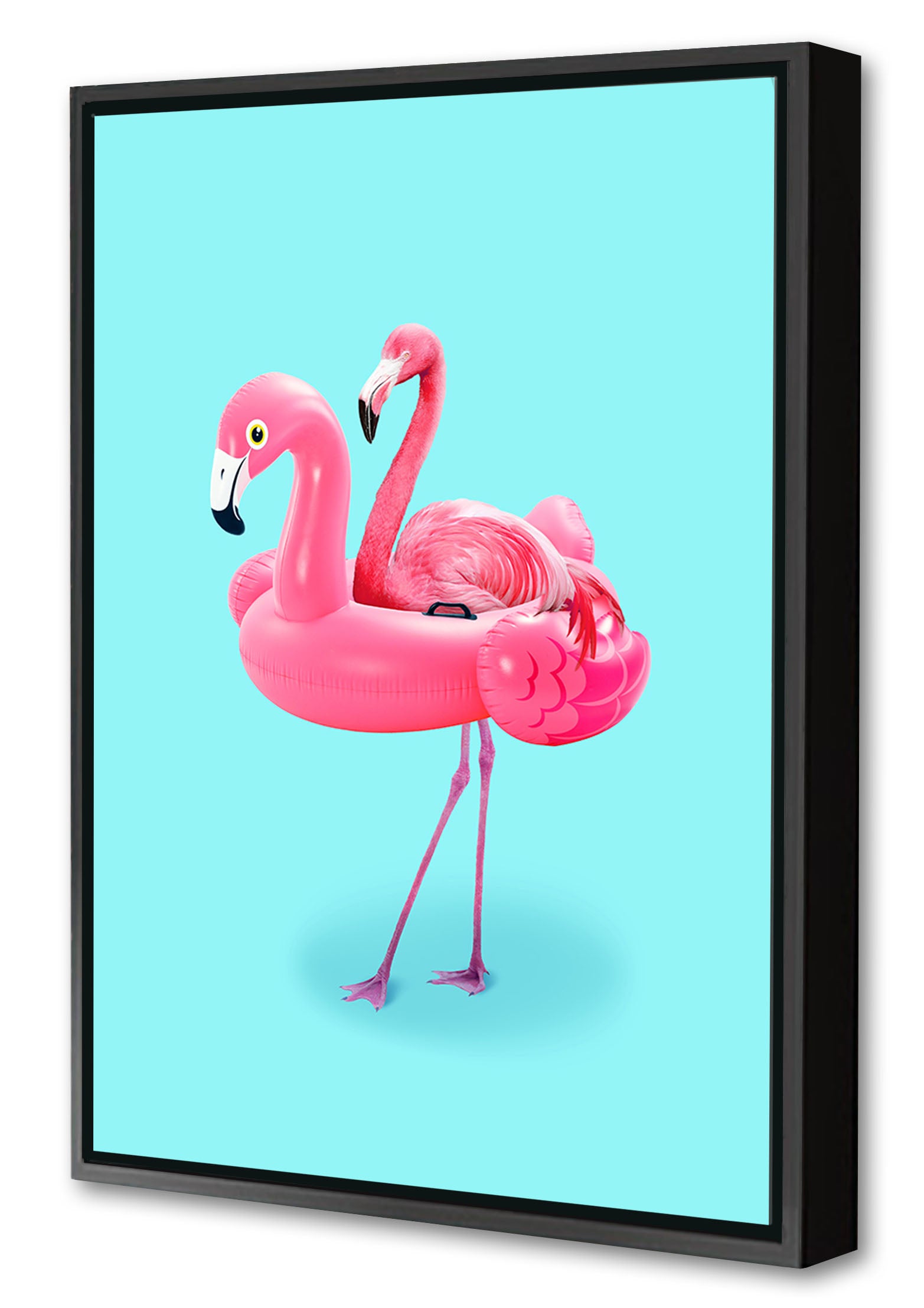 Flamingo on Resort-artem-pozdniakov, print-Canvas Print with Box Frame-40 x 60 cm-BLUE SHAKER