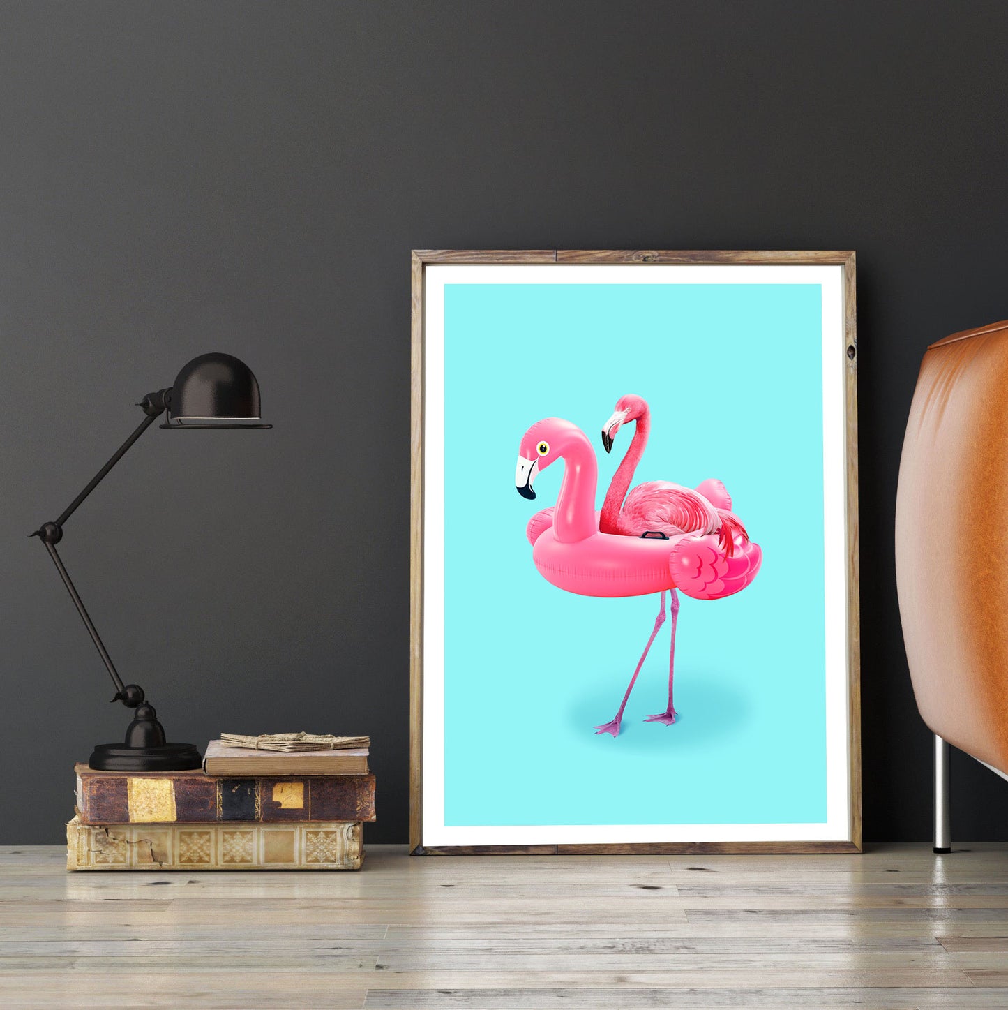 Flamingo on Resort-artem-pozdniakov, print-BLUE SHAKER