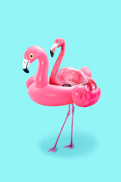 Flamingo on Resort-artem-pozdniakov, print-Print-30 x 40 cm-BLUE SHAKER
