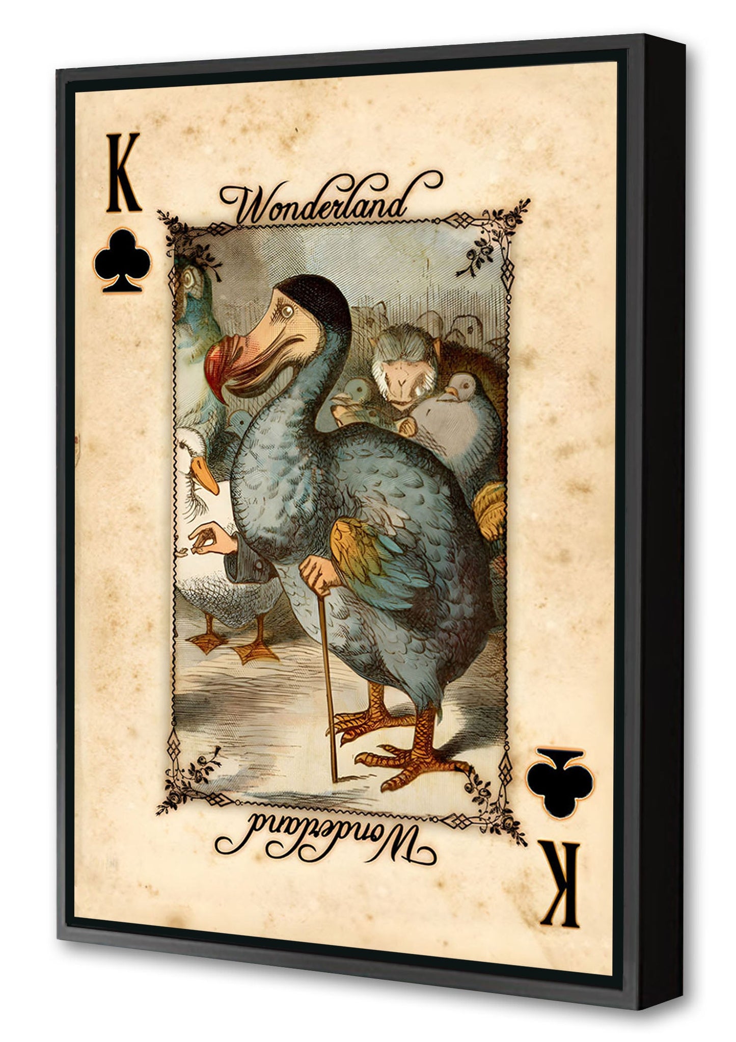 Dodo Playing Cards-alice, print-Canvas Print with Box Frame-40 x 60 cm-BLUE SHAKER